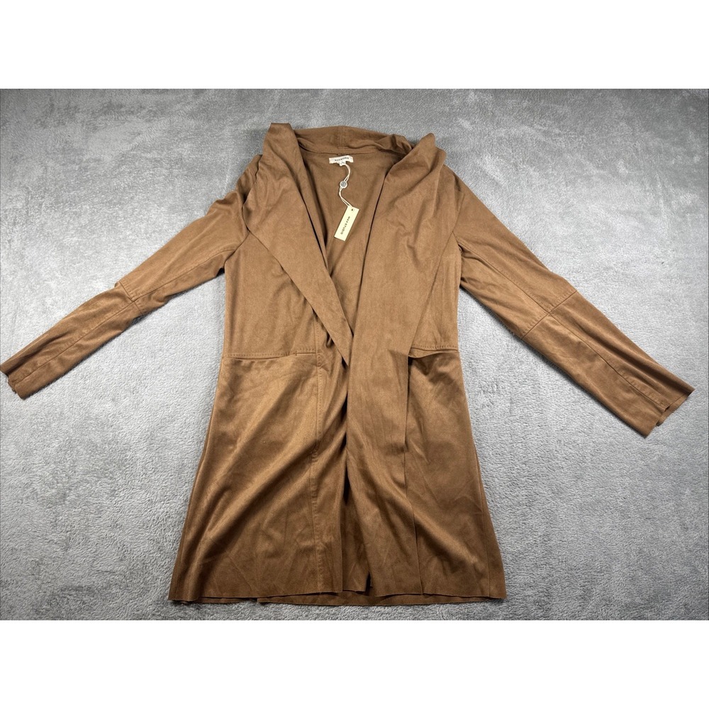 Max Studio Women's Brown Suede Open Light Jacket Size L